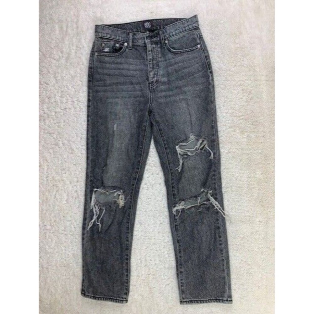 BDG Size 26 Womens Jeans Slim Straight Cotton Black Wash High Rise Distressed